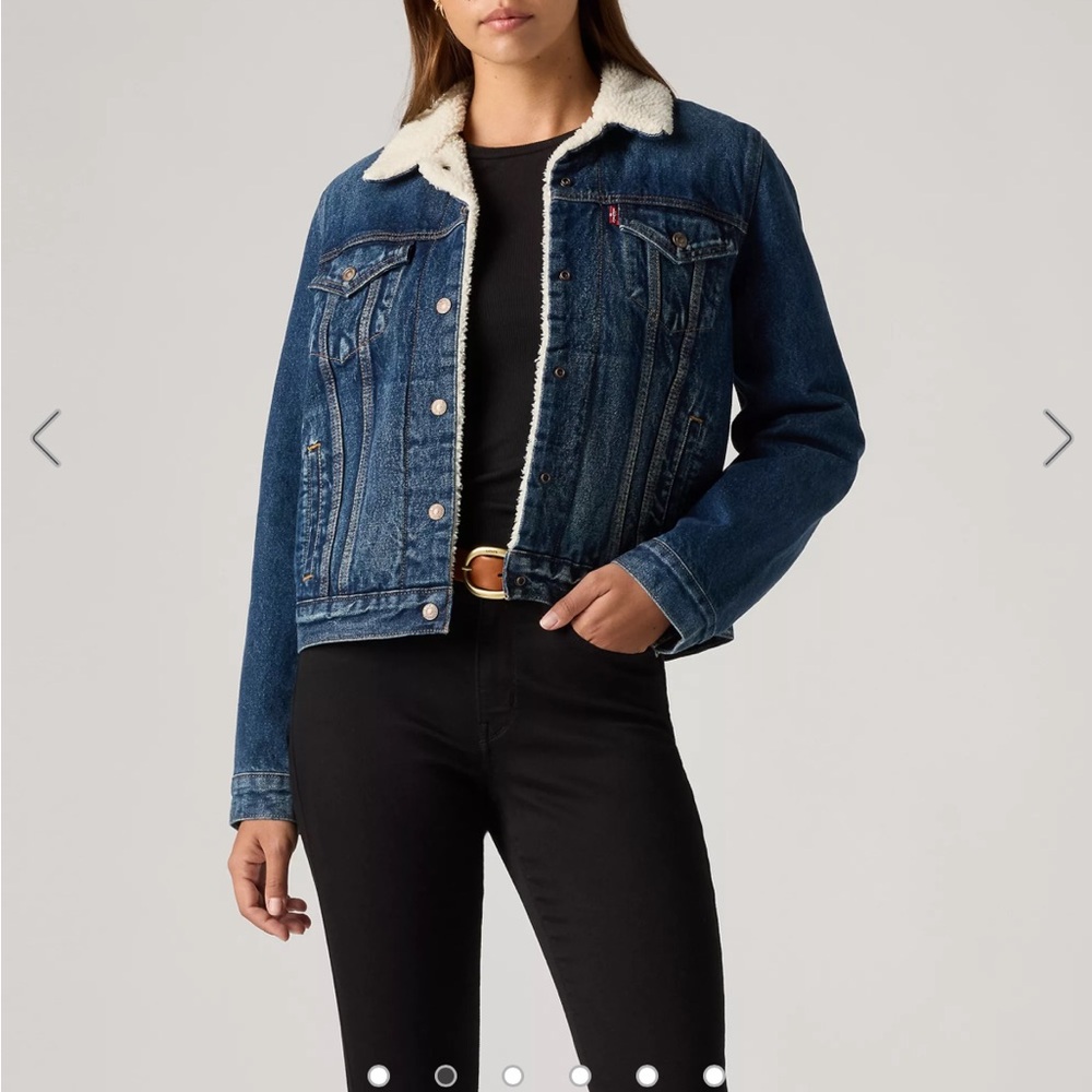 Levi's Blue Denim Jacket with Cream Sherpa Collar